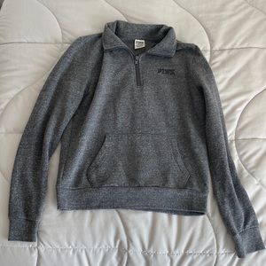 Woman’s grey PINK sweatshirt with adjustable collar, size xs